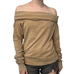 We The Free Off-Shoulder Camel Sweat Shirt